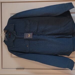 Flannel lined men's denim jacket